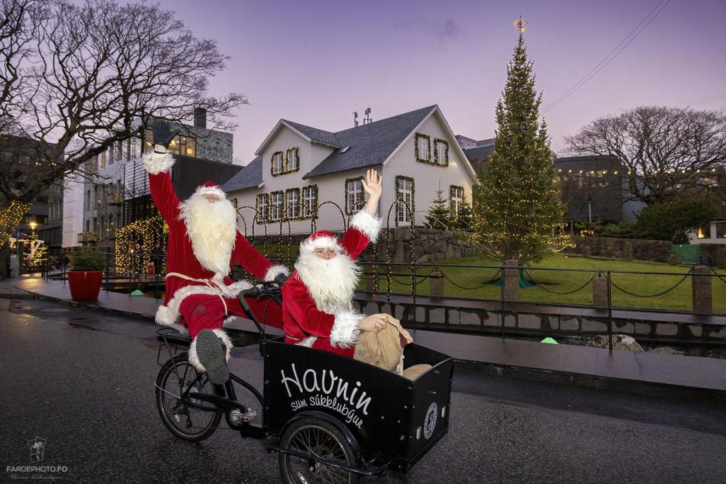 Santas on bicycles