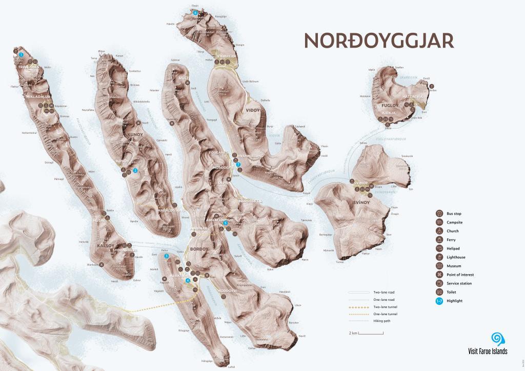 Map of Klaksvik and the northern isles of the Faroe Islands